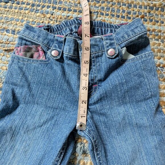 Vtg Y2K Disney Princess Jeans Girls 4T Ramie Blend Pink Plaid Trim Embroidered H - Picture 6 of 8